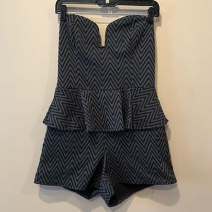 Green and black zig zag romper